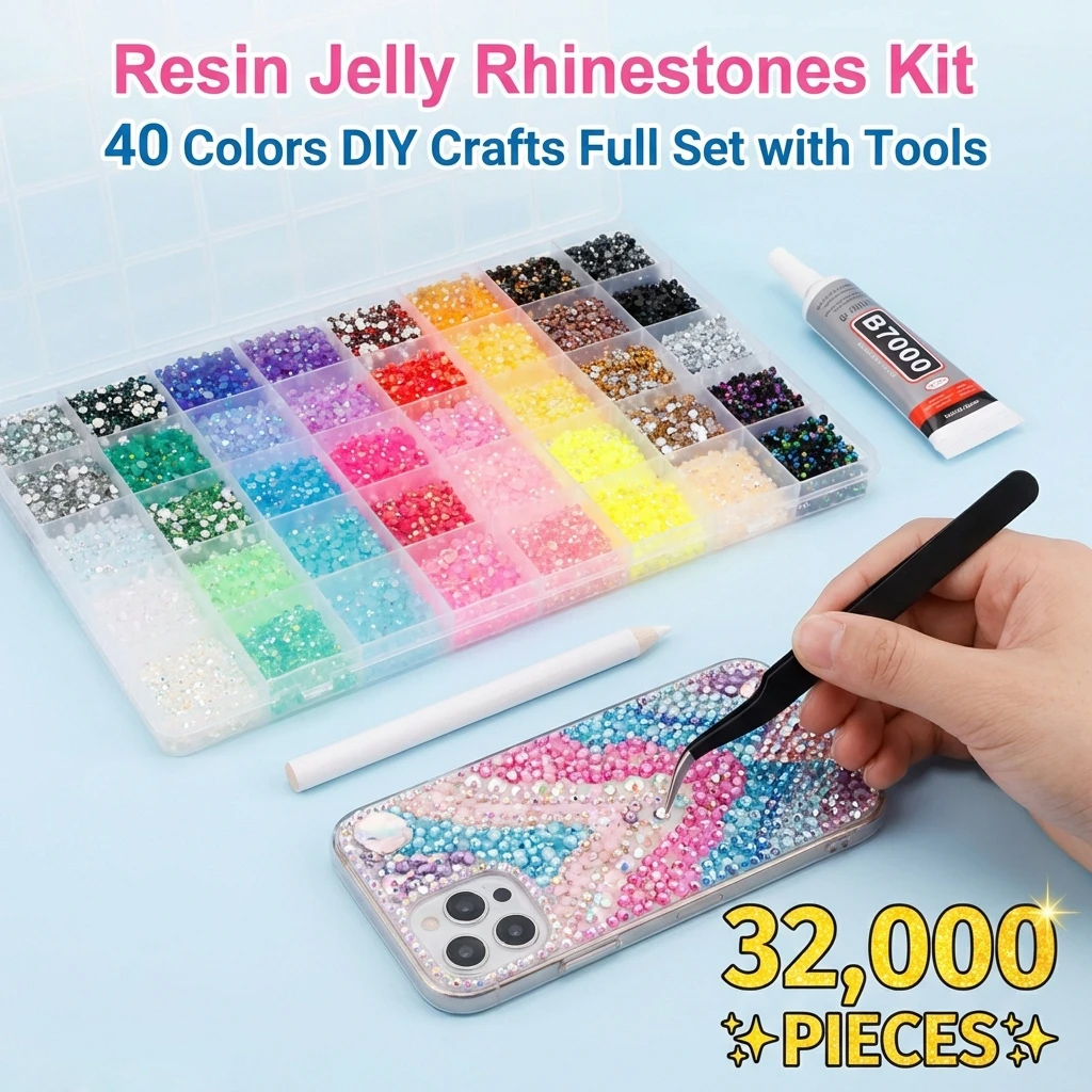 Nail Art Jelly - 32000pcs Resin Jelly Rhinestones for Bedazzling