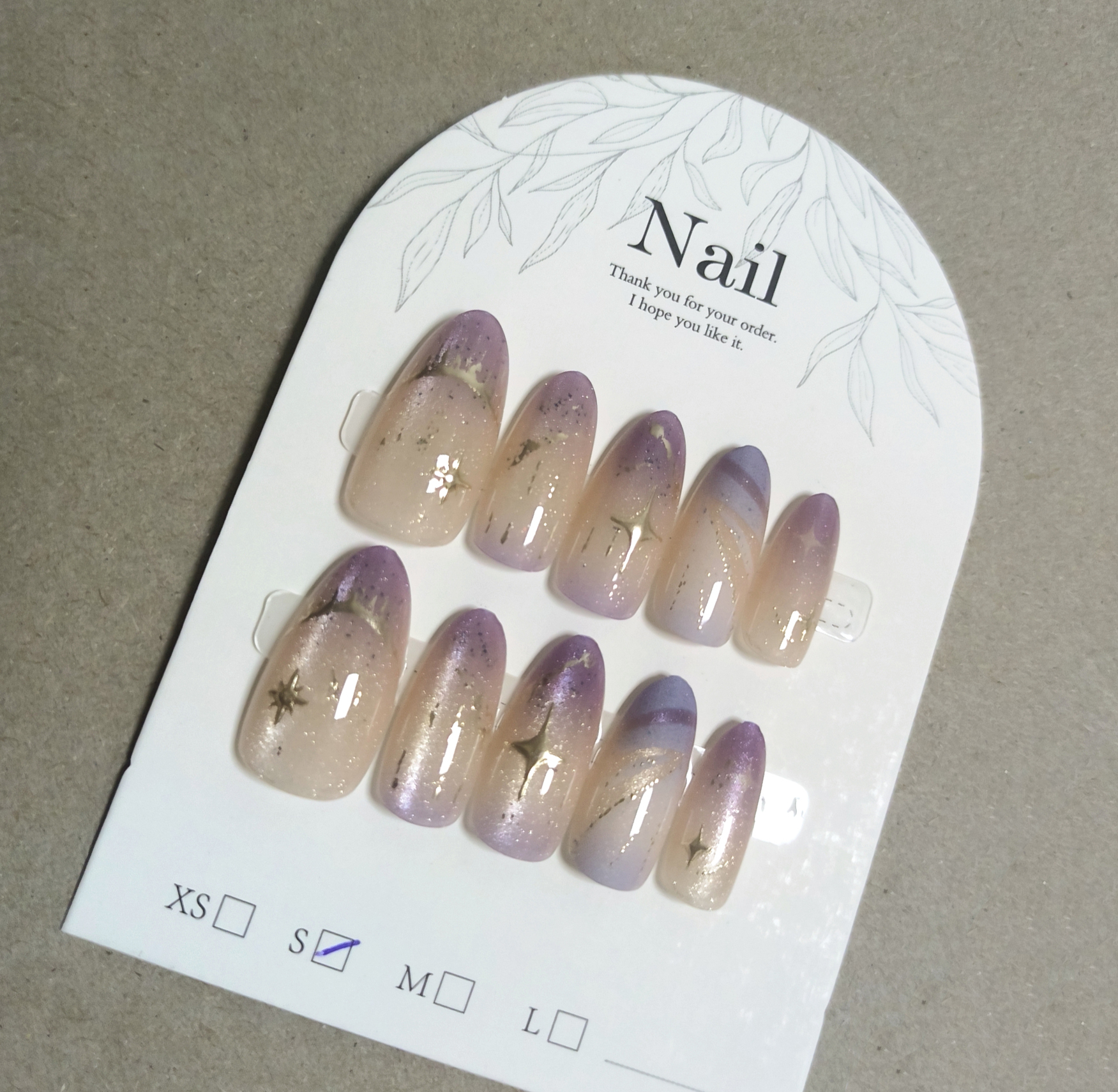 Nail Art French Nails - 10pcs Cat Eye Purple False Nail