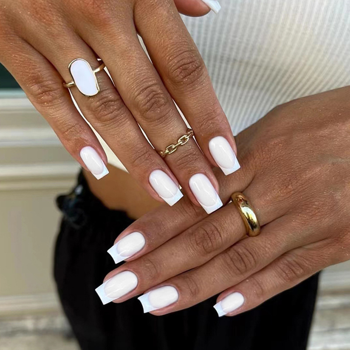 Nail Art Jelly - 24pcs Chinese square nail white French
