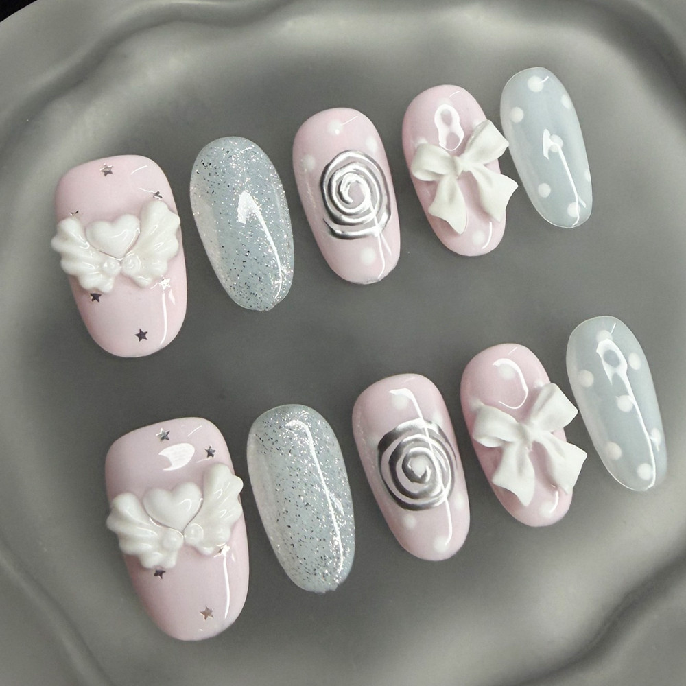 Nail Art Pink - Korean Vintage Wishcore Short Handmade Press
