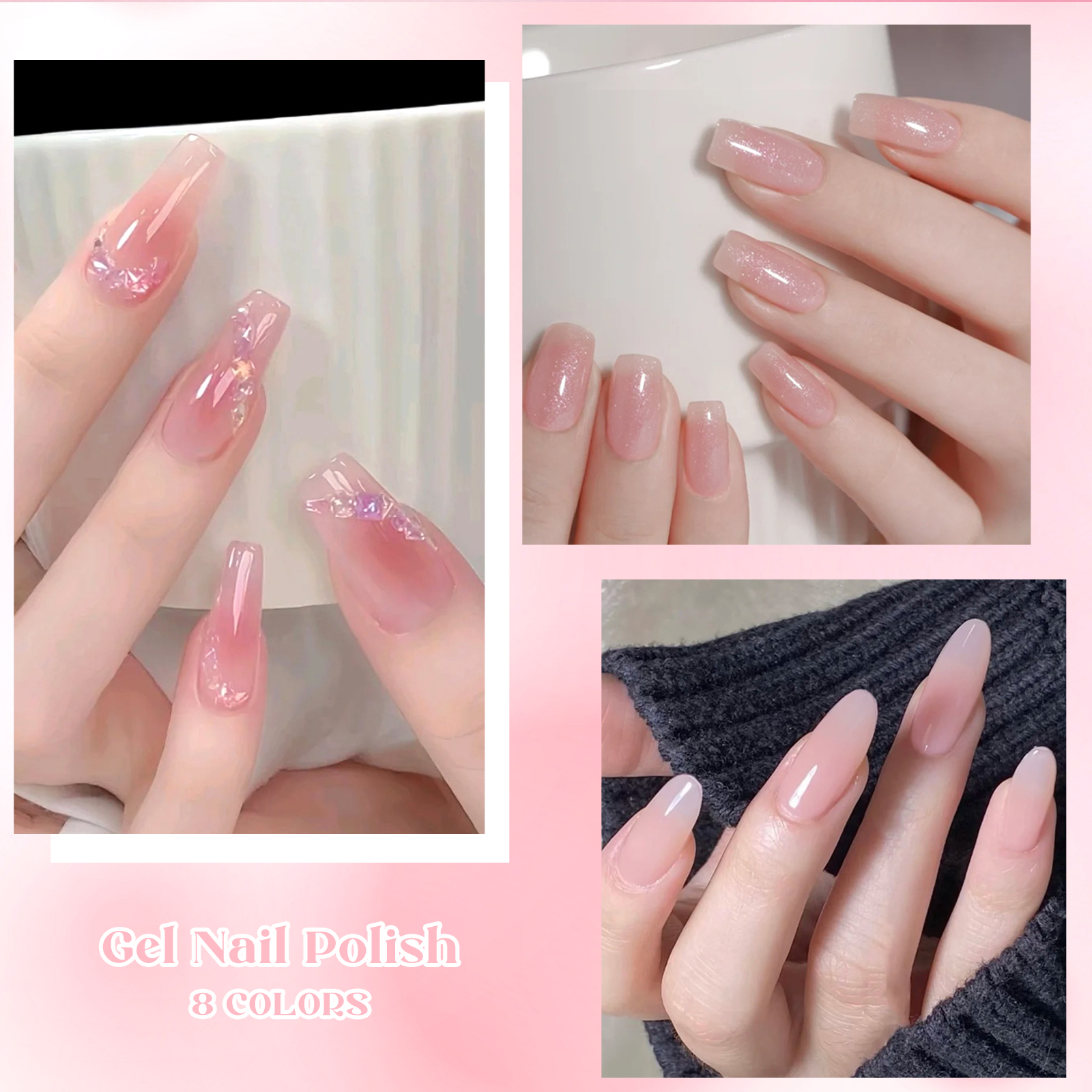 8pcs Nude Jelly Gel Nail Polis - огляд і ціна Nail Art Jelly