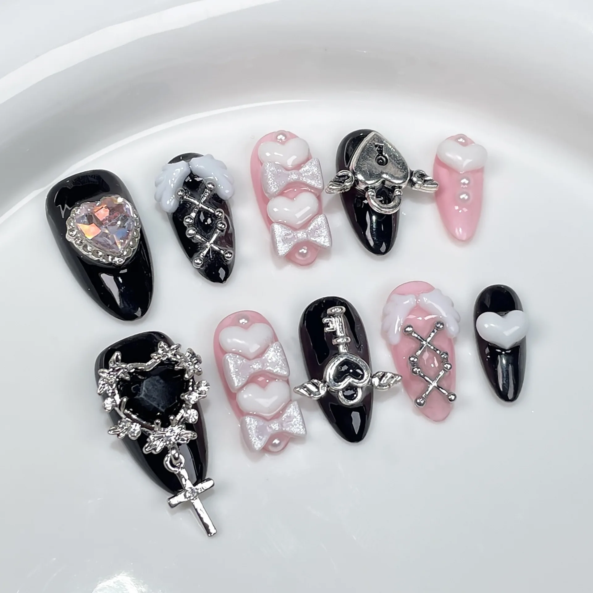 10Pc Hot Cool Press On Nails D - огляд і ціна Nail Art Pink