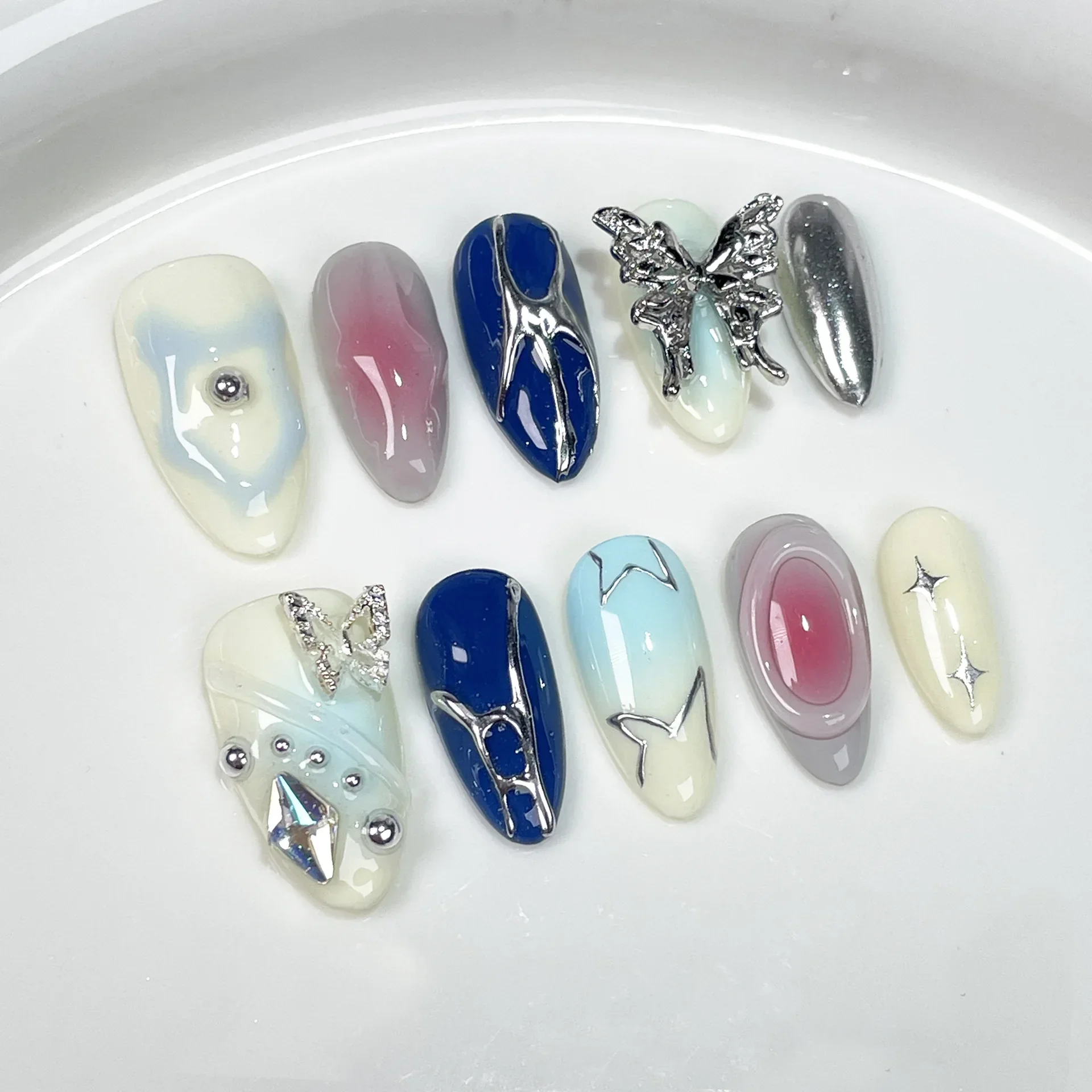 10Pc Hot Cool Press On Nails D - огляд і ціна Nail Art Pink