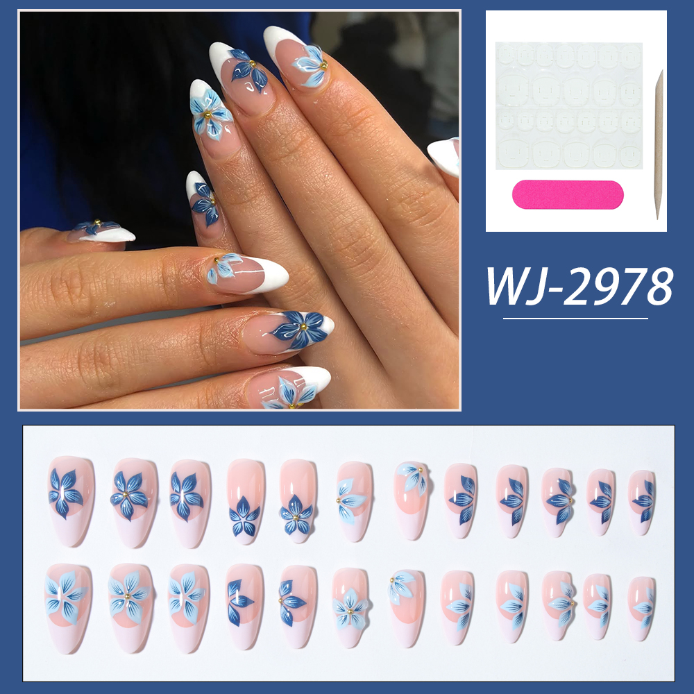 24pcs Almond 3d gel flower whi - огляд і ціна Nail Art Jelly