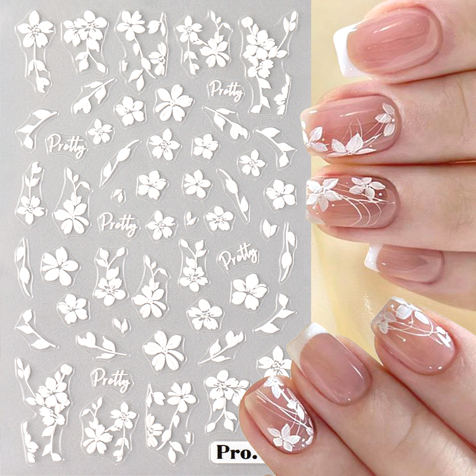 2pcs White Flower 3D Nail Art  - огляд і ціна Nail Art Full Design