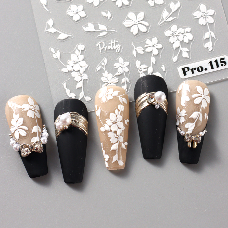 2pcs White Flower 3D Nail Art  - огляд і ціна Nail Art Full Design