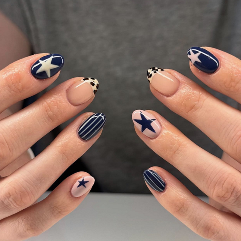 Y2K Spicy Girl Style Short Ova - огляд і ціна Nail Art Navy