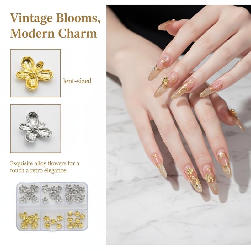 20/30pcs 3D Alloy Flower Nail  - огляд і ціна Nail Art Lilac