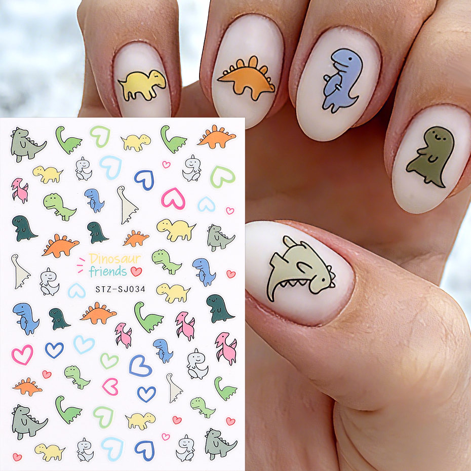 2pcs Cartoon Dinosaur Nail Sti - огляд і ціна Nail Art Full Design