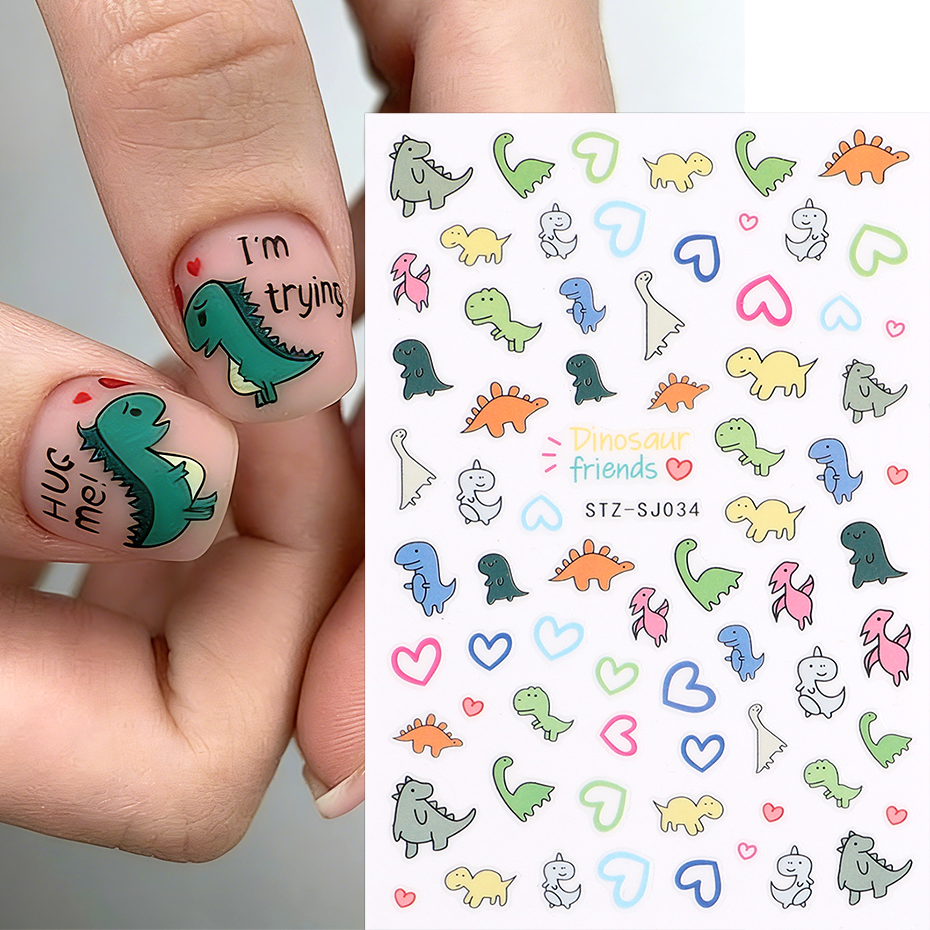 2pcs Cartoon Dinosaur Nail Sti - огляд і ціна Nail Art Full Design