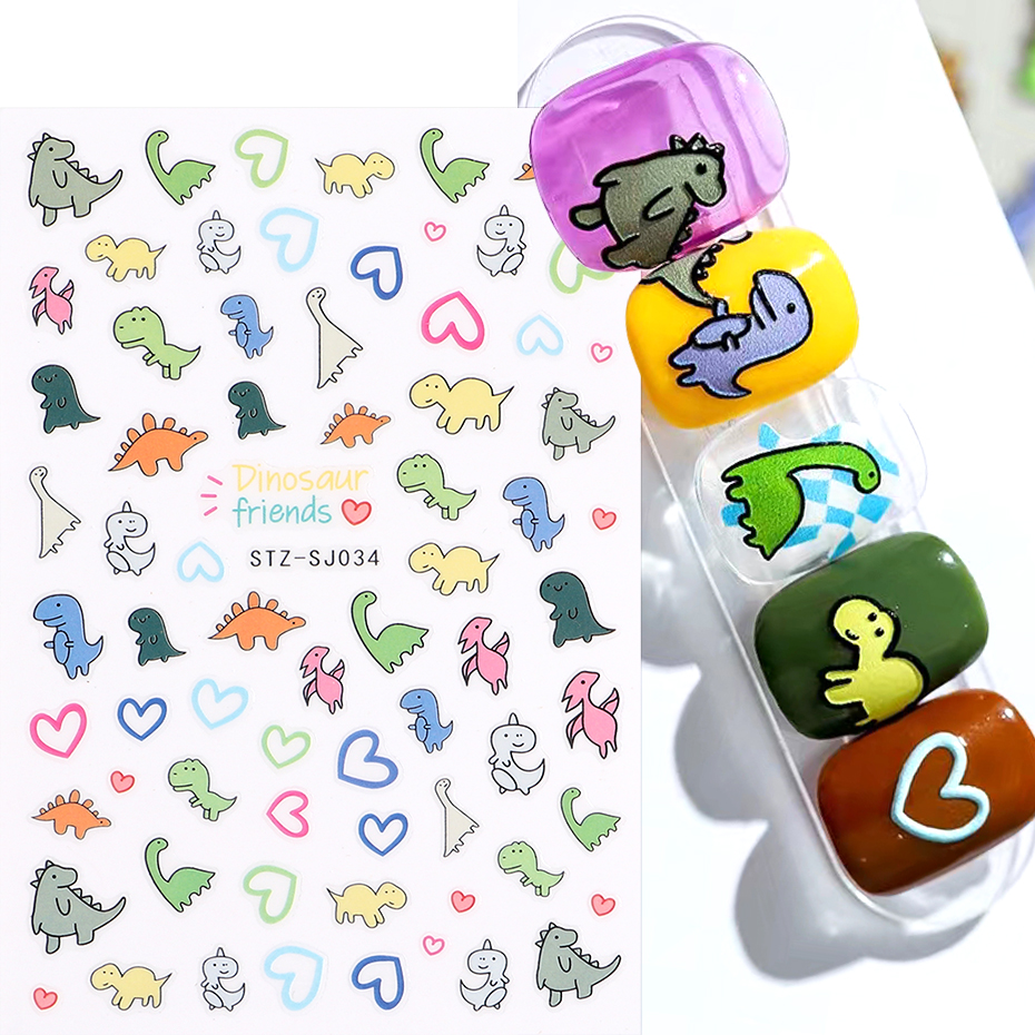 2pcs Cartoon Dinosaur Nail Sti - огляд і ціна Nail Art Full Design
