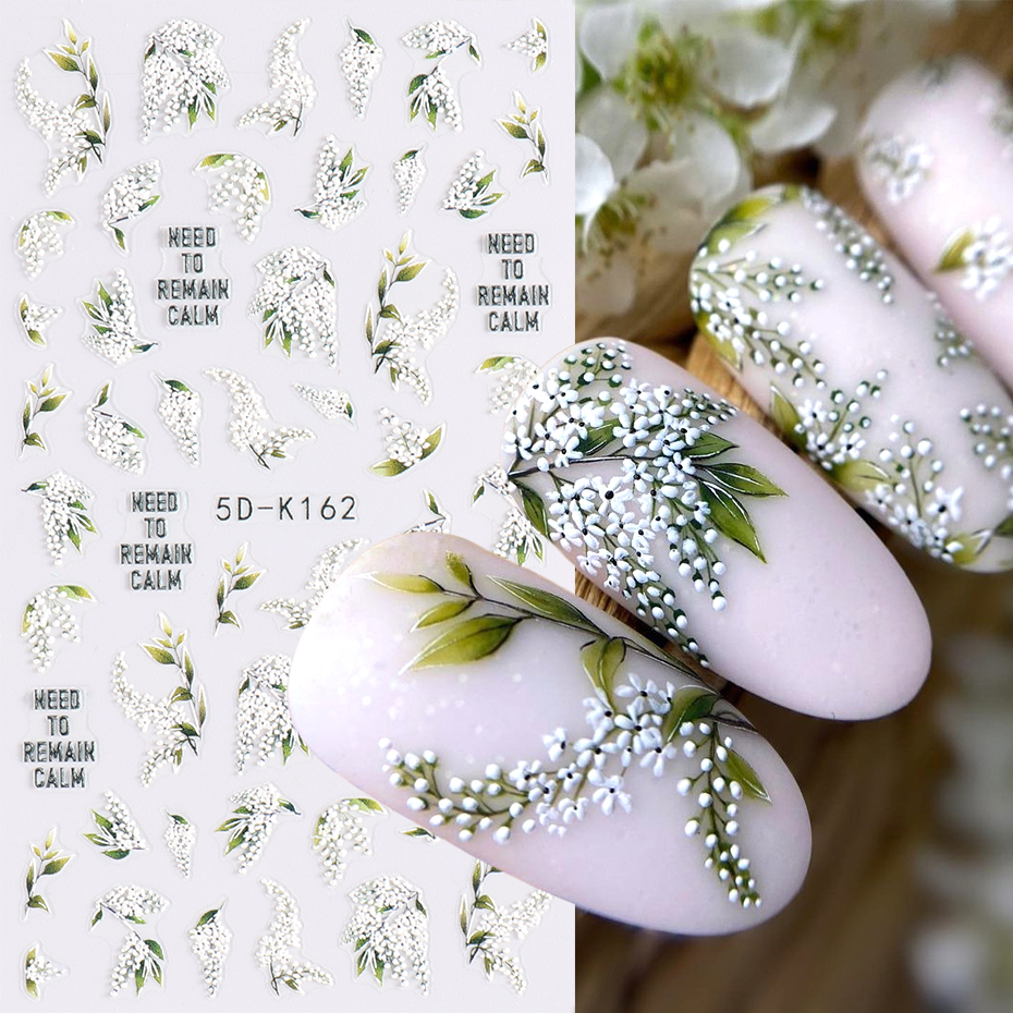 1/2pcs 5D Embossed White Lilac - огляд і ціна Nail Art Lilac