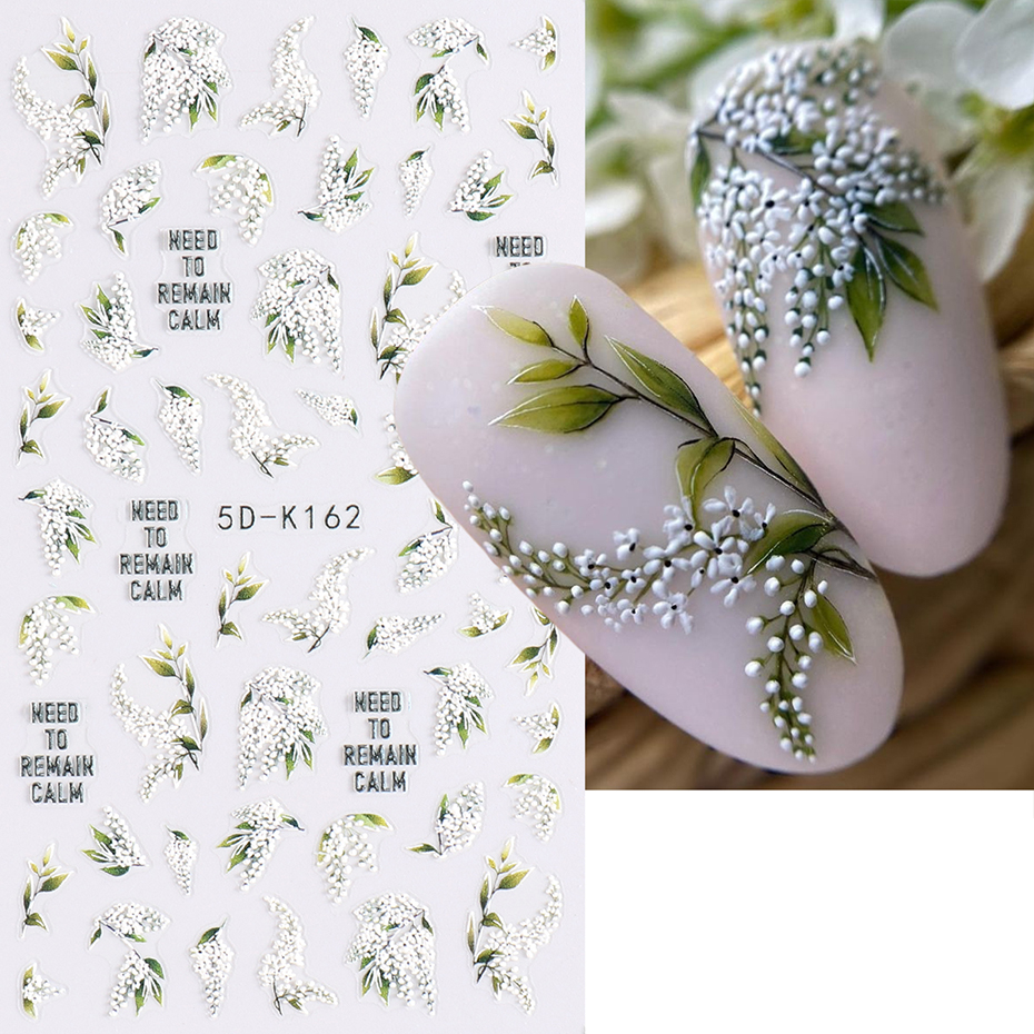 1/2pcs 5D Embossed White Lilac - огляд і ціна Nail Art Lilac