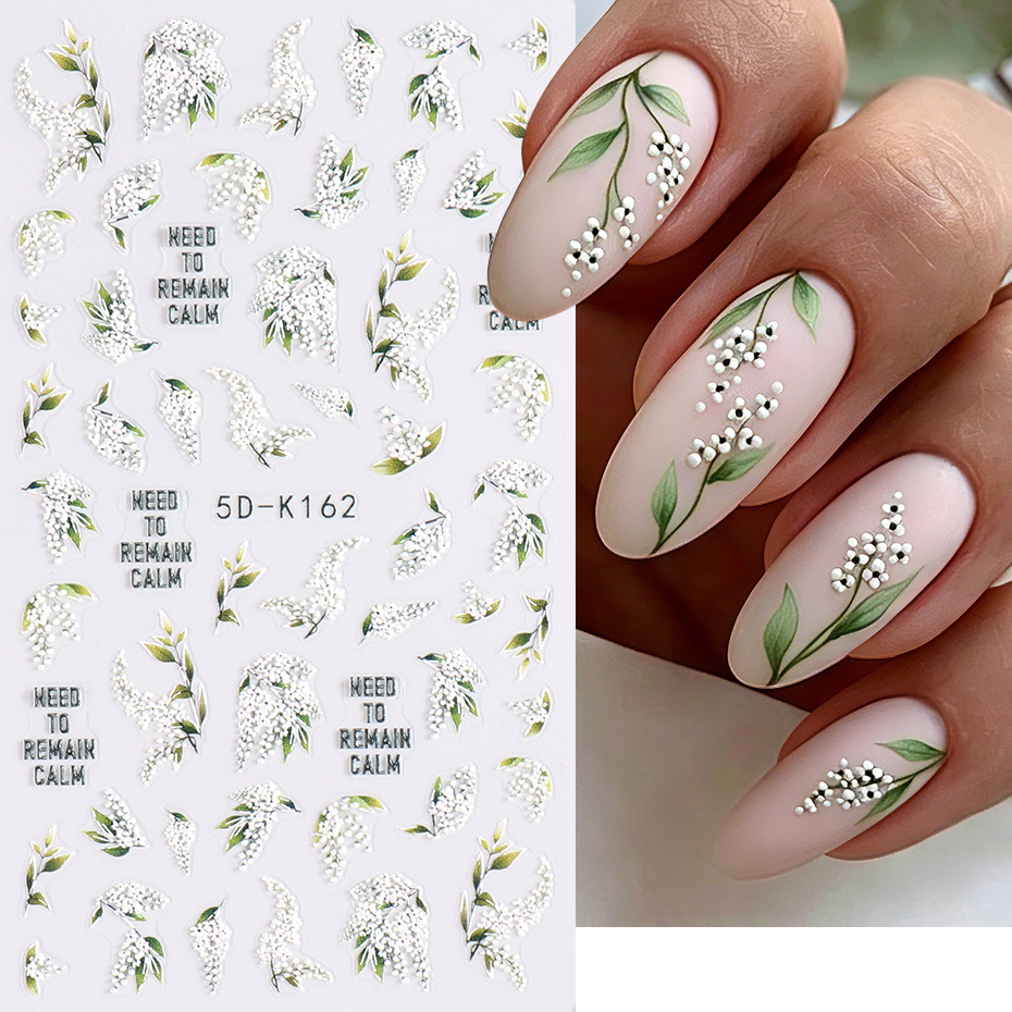 1/2pcs 5D Embossed White Lilac - огляд і ціна Nail Art Lilac
