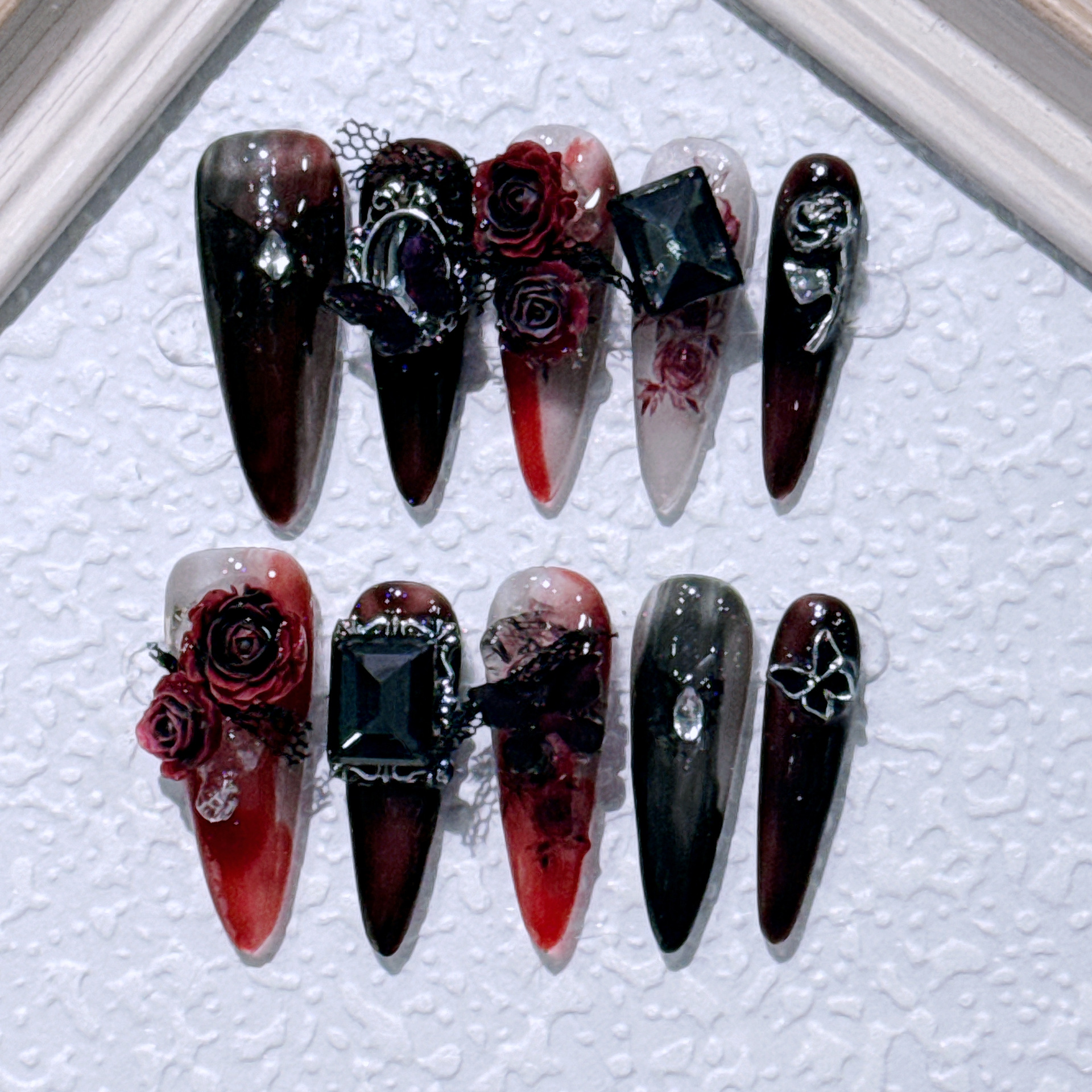 10pcs Handmade Long Pointed Pr - огляд і ціна Nail Art Pink
