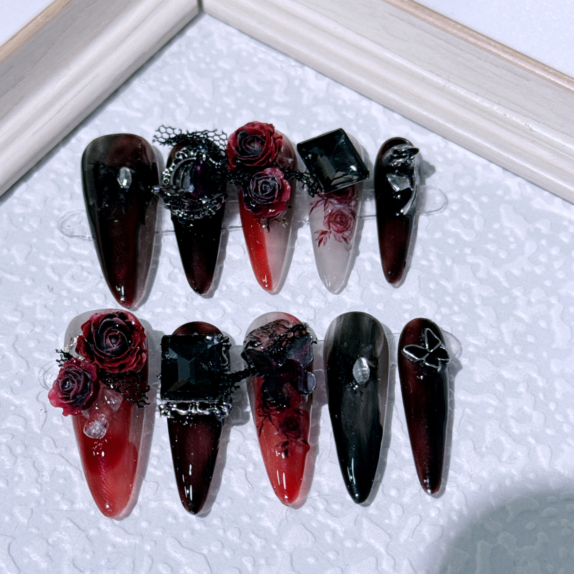 10pcs Handmade Long Pointed Pr - огляд і ціна Nail Art Pink