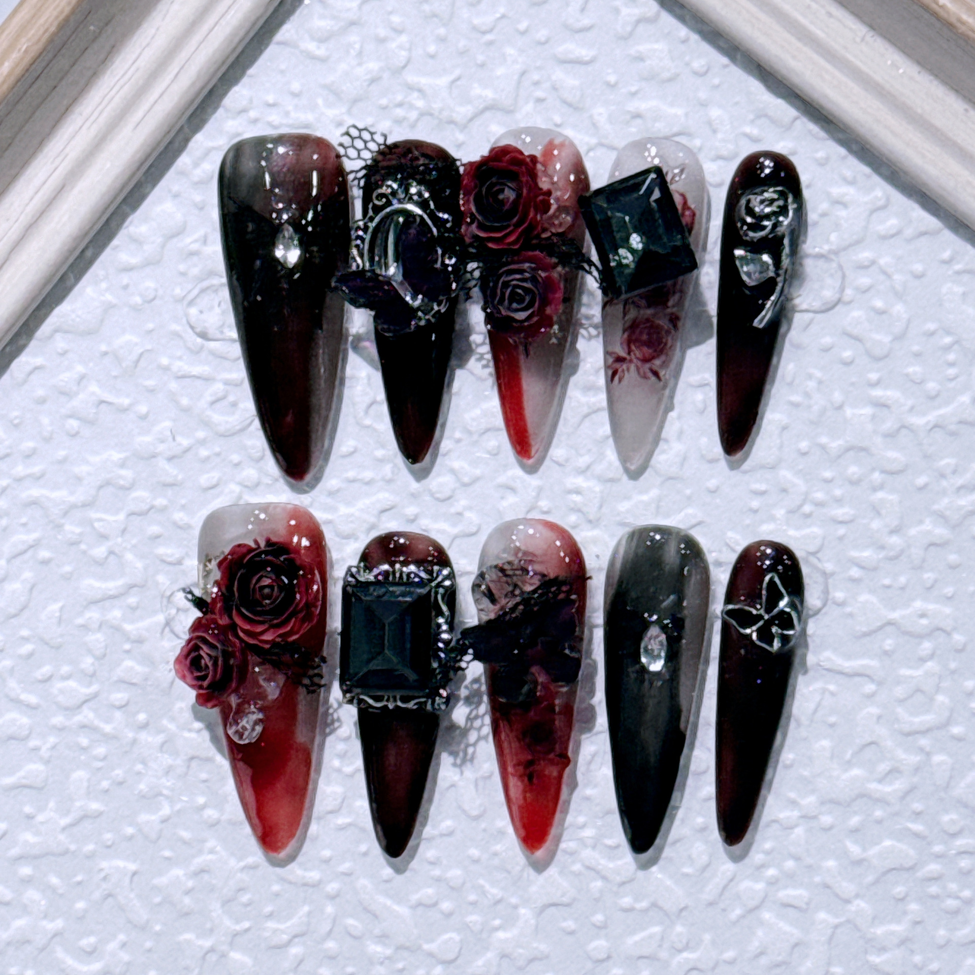 10pcs Handmade Long Pointed Pr - огляд і ціна Nail Art Pink