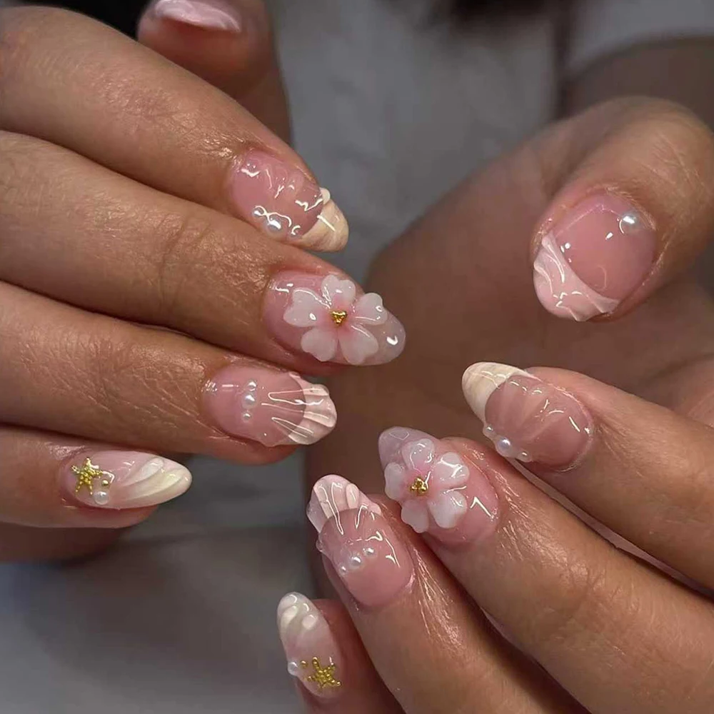 24pcs Short Oval 3D Gel Nail S - огляд і ціна Nail Art French Nails