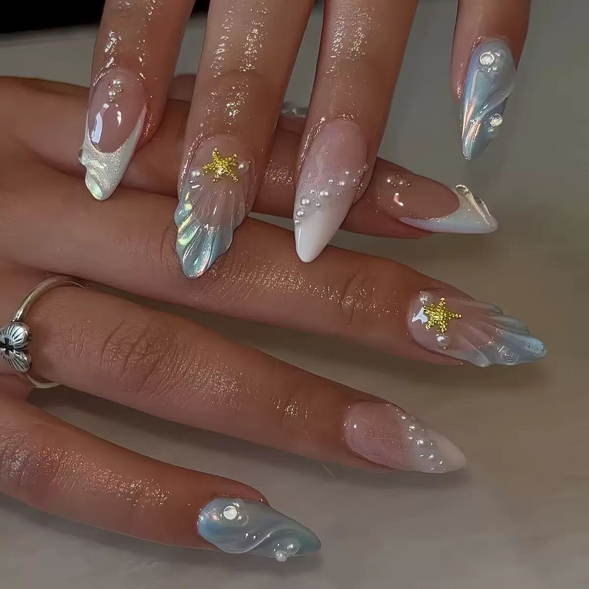 24pcs Short Oval 3D Gel Nail S - огляд і ціна Nail Art French Nails