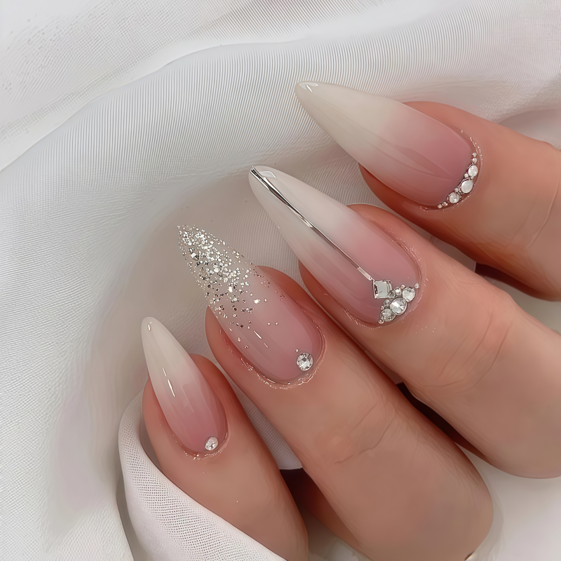 24PCS Long French Almond Press - огляд і ціна Nail Art French Nails