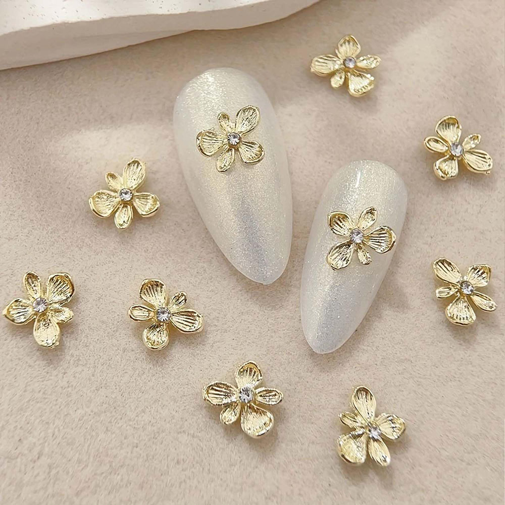 10pcs Gold Rhinestone Flower 3 - огляд і ціна Nail Art Lilac