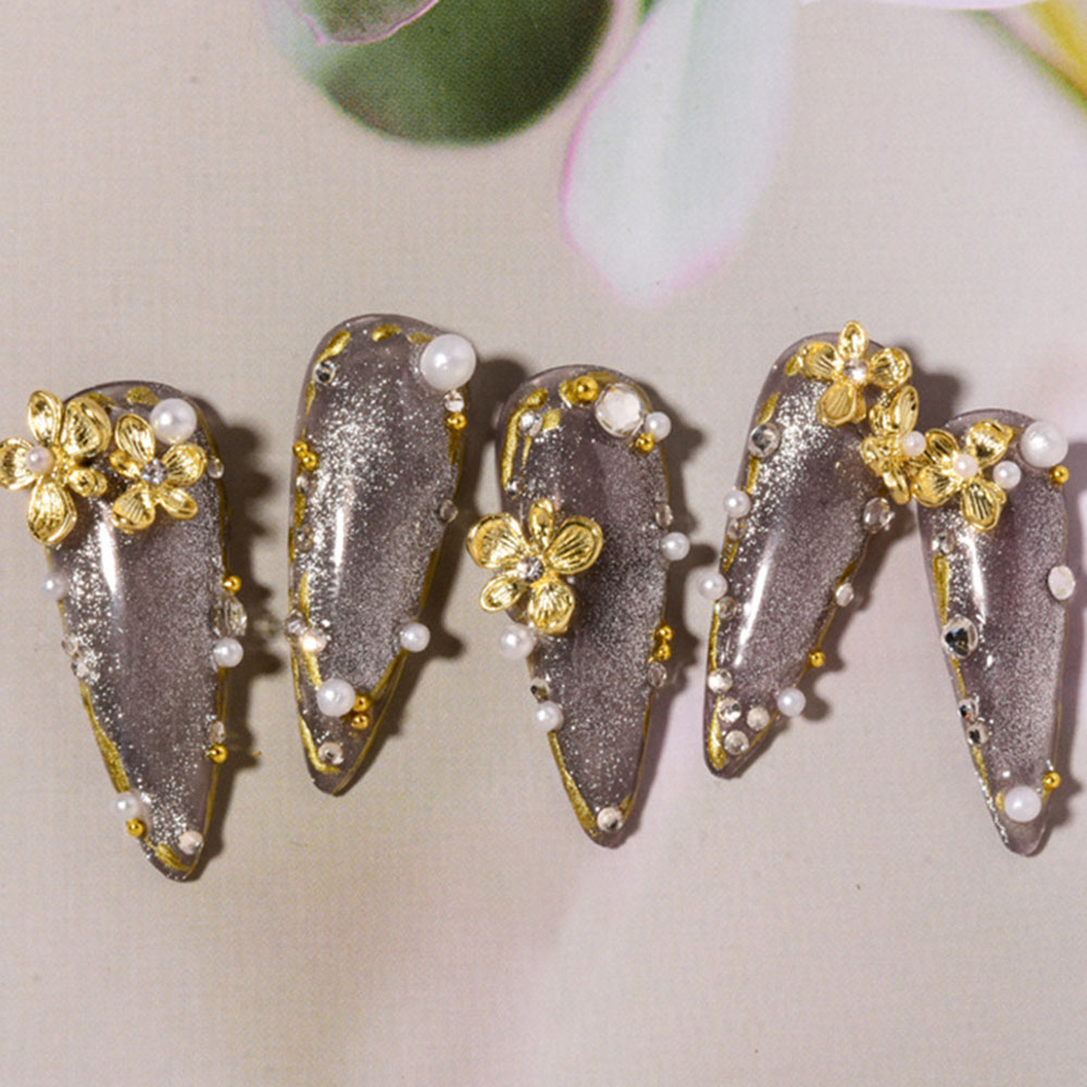 10pcs Gold Rhinestone Flower 3 - огляд і ціна Nail Art Lilac
