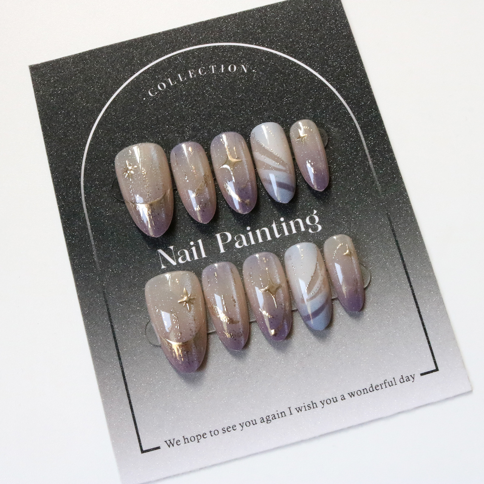 10pcs Cat Eye Purple False Nai - огляд і ціна Nail Art French Nails