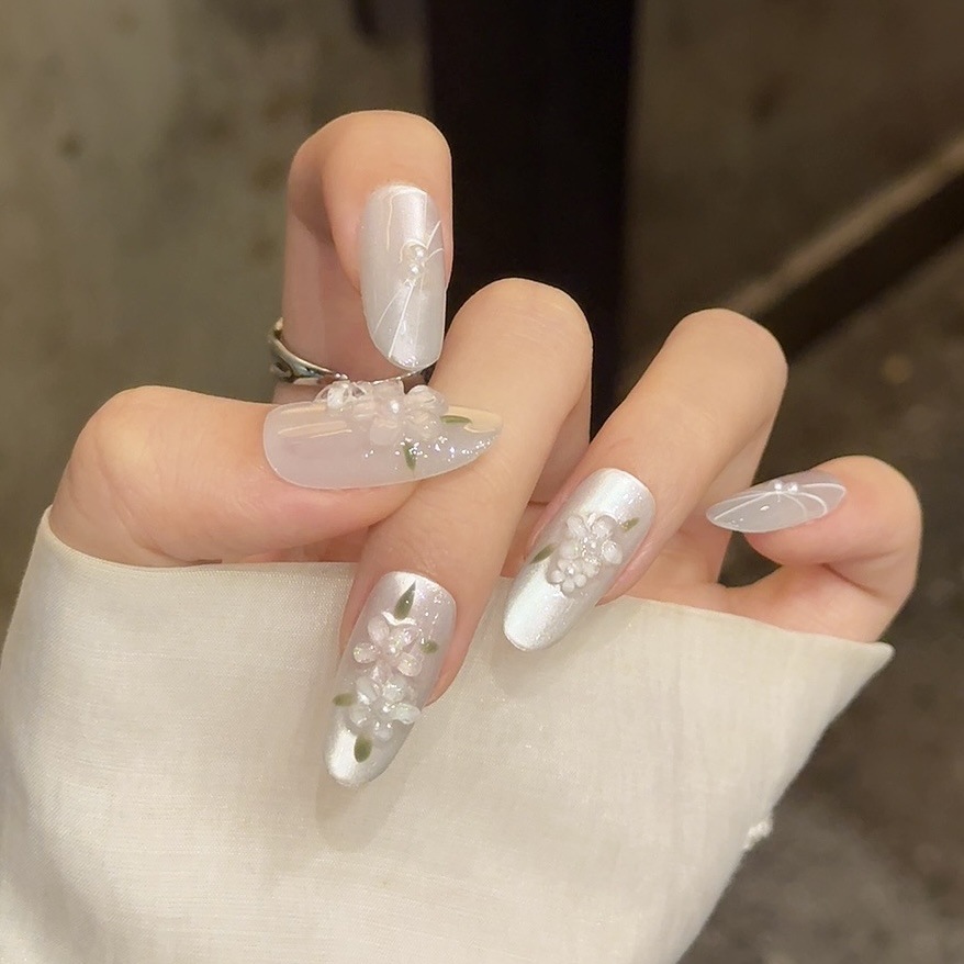 10pcs Glitter Sliver Press On  - огляд і ціна Nail Art Full Design