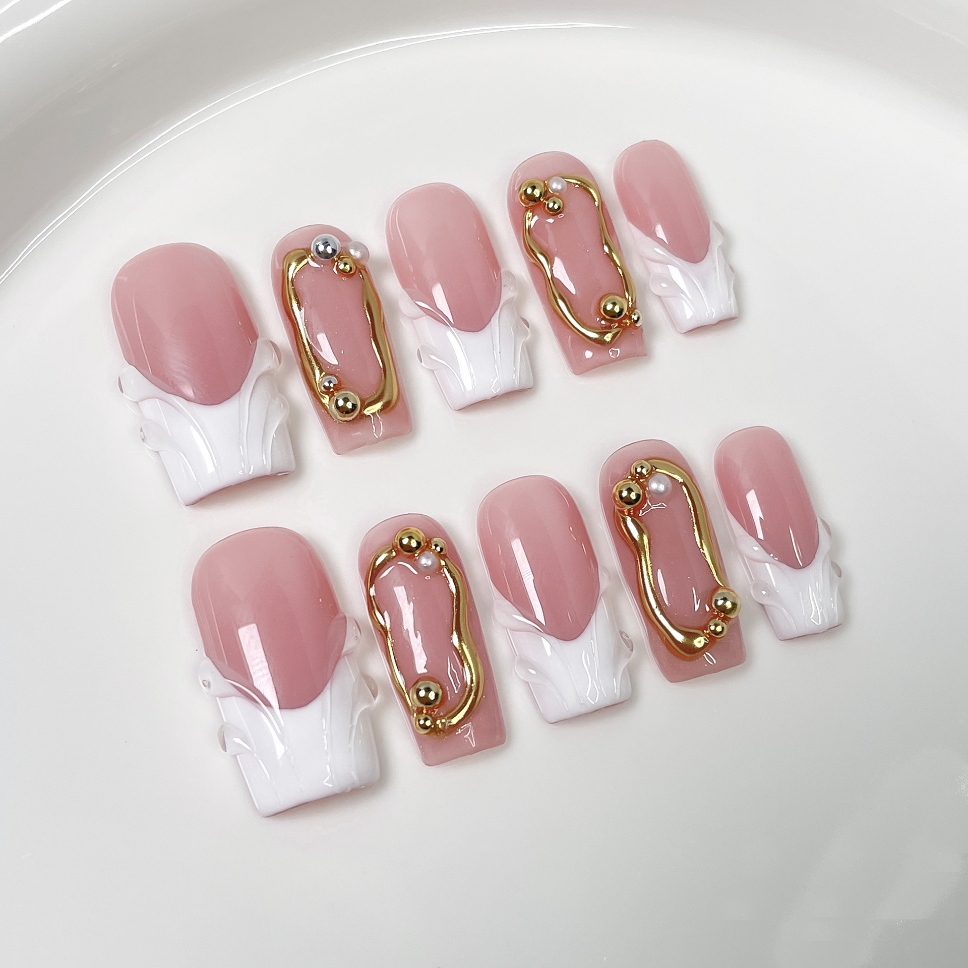 10Pcs Pink Simple Coffin Press - огляд і ціна Nail Art Pink