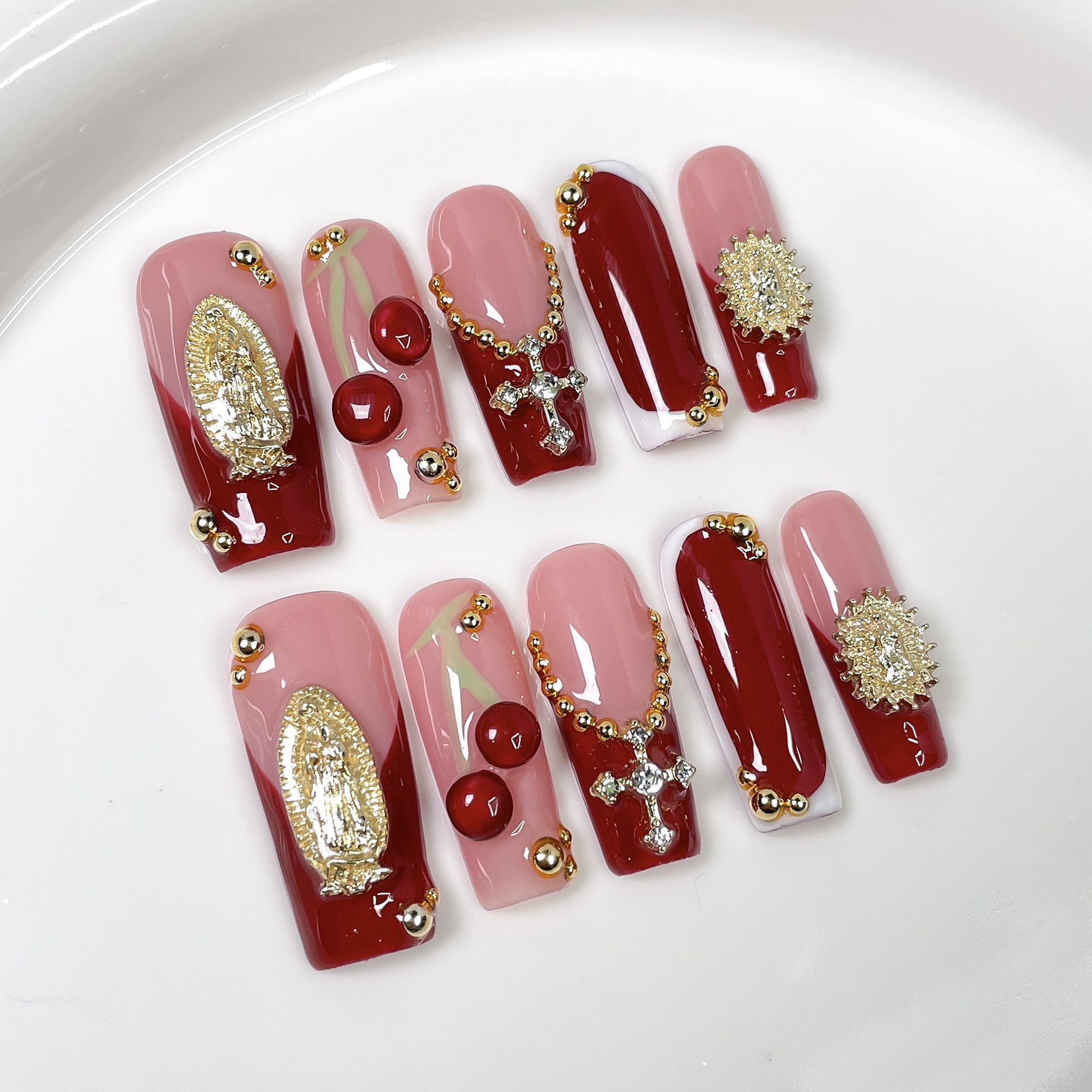 10Pcs Pink Simple Coffin Press - огляд і ціна Nail Art Pink