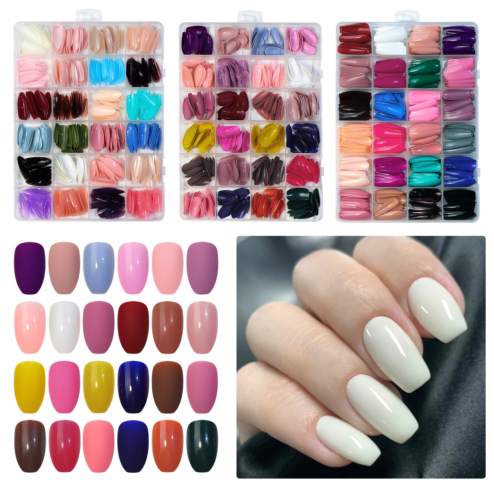 24 grids solid color wear nail - огляд і ціна Nail Art Pink