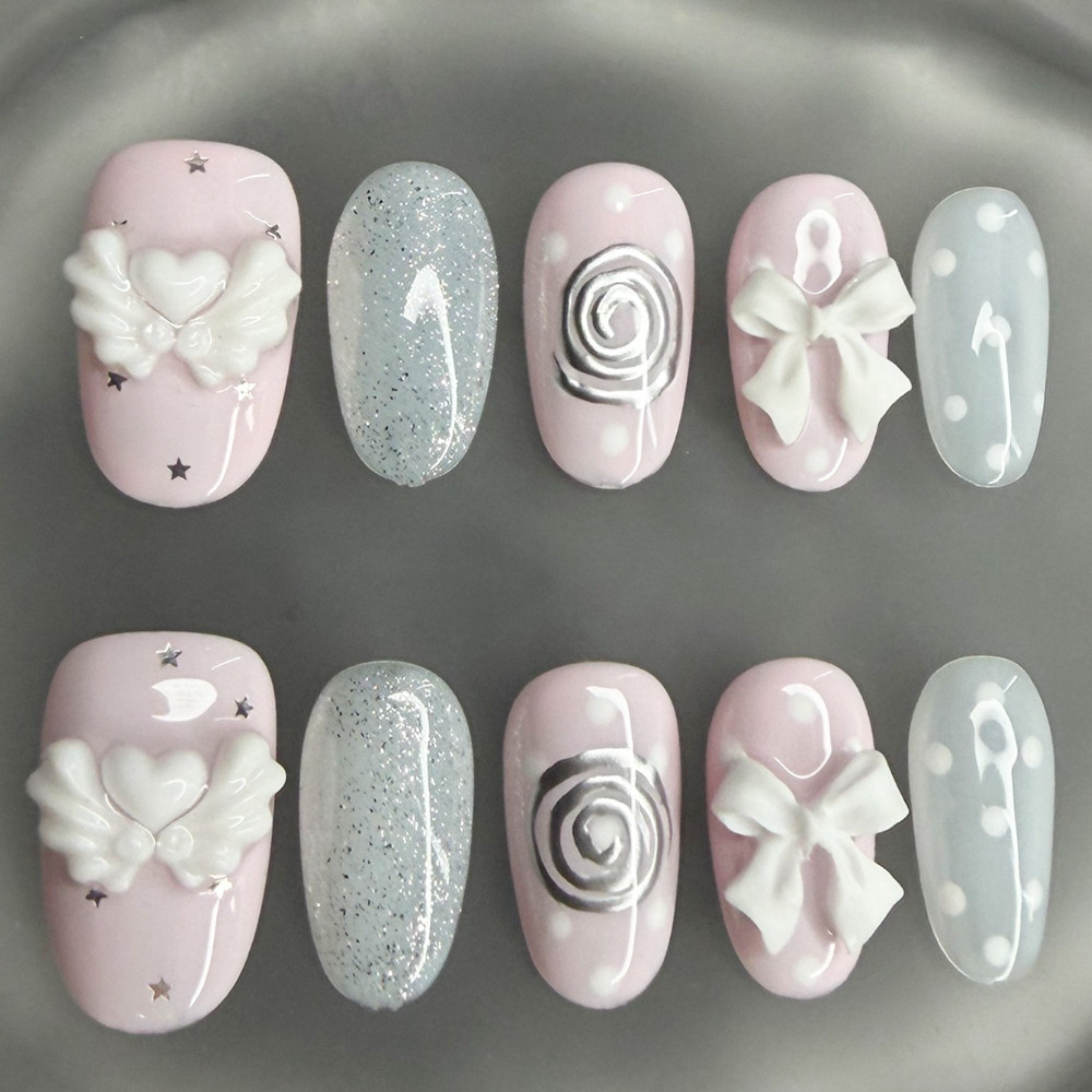 Korean Vintage Wishcore Short  - огляд і ціна Nail Art Pink