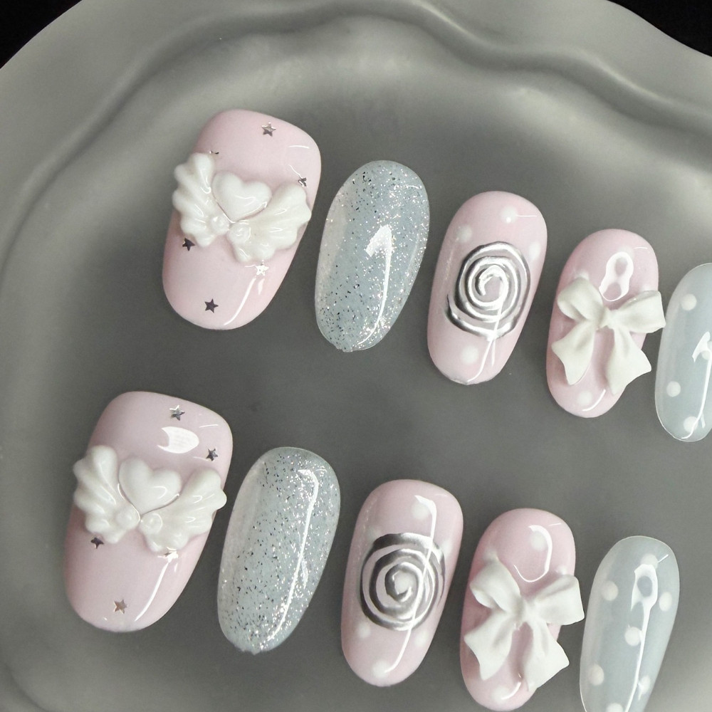 Korean Vintage Wishcore Short  - огляд і ціна Nail Art Pink