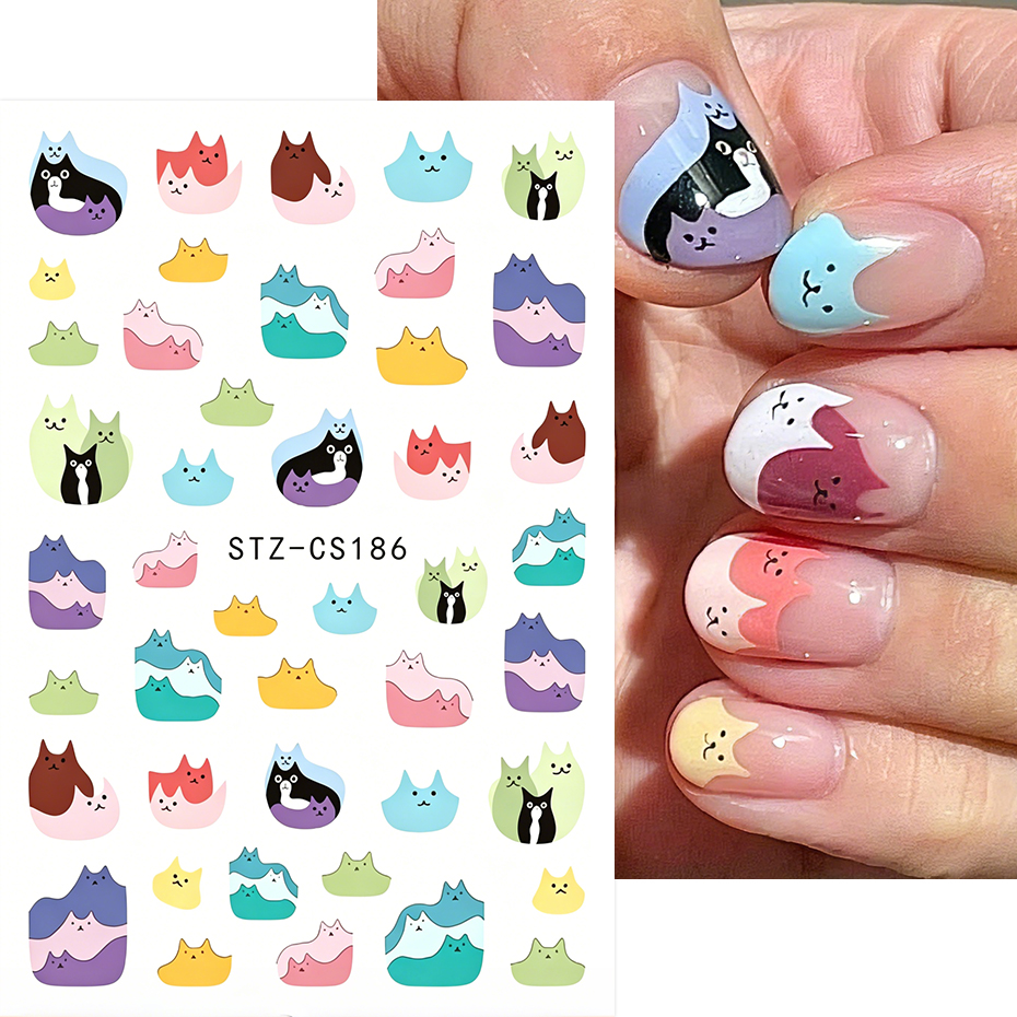 2pcs Cute Cat Nail Stickers Ca - огляд і ціна Nail Art Full Design