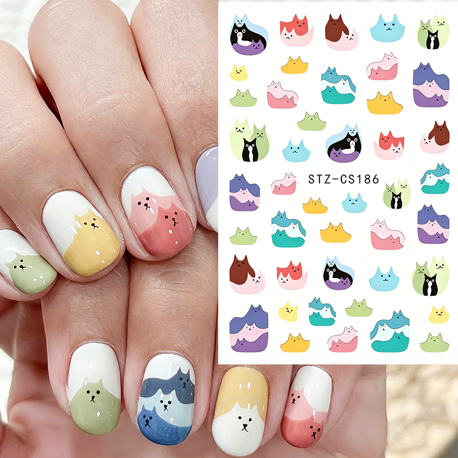 2pcs Cute Cat Nail Stickers Ca - огляд і ціна Nail Art Full Design