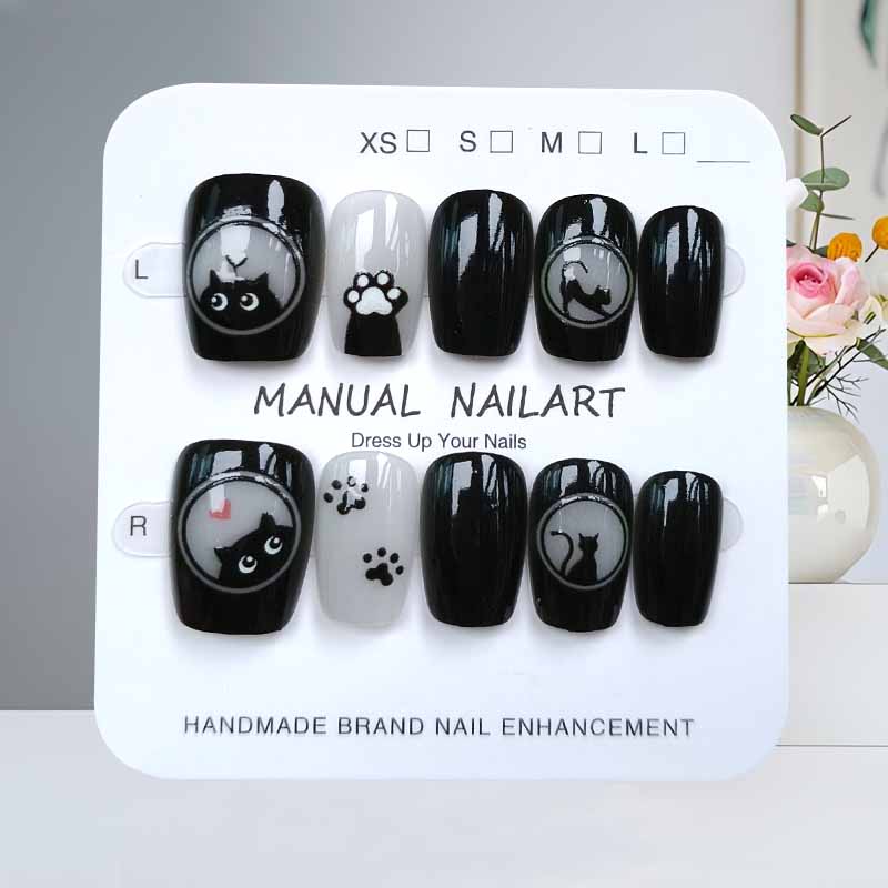 10Pcs Cute Cartoon Black Cat a - огляд і ціна Nail Art Pink
