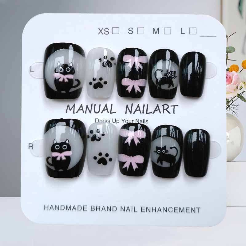 10Pcs Cute Cartoon Black Cat a - огляд і ціна Nail Art Pink