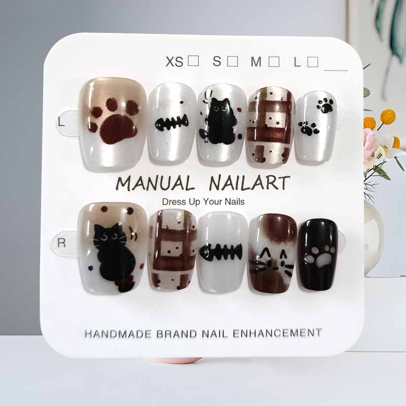 10Pcs Cute Cartoon Black Cat a - огляд і ціна Nail Art Pink
