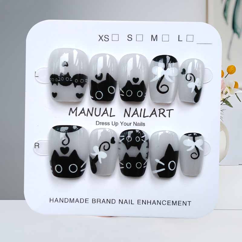 10Pcs Cute Cartoon Black Cat a - огляд і ціна Nail Art Pink